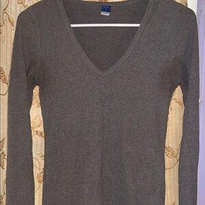 Old Navy Charcoal V-Neck Long Sleeve Top